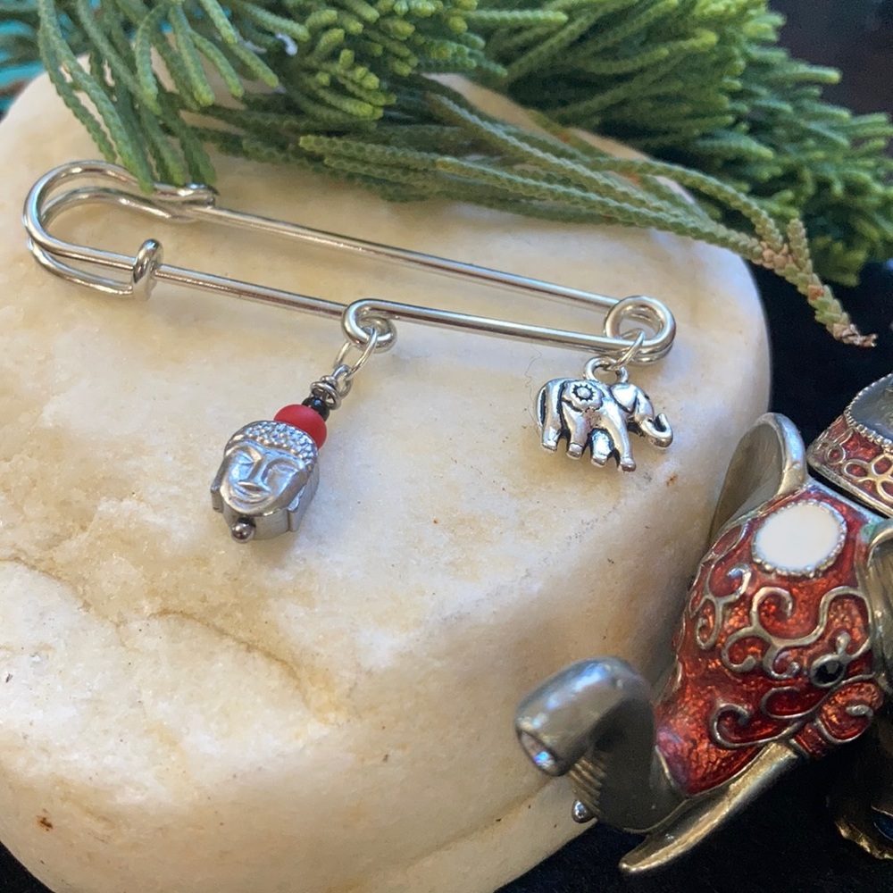 Buddha| Elephant Lucky Protection pin brooch - Picture 4 of 10